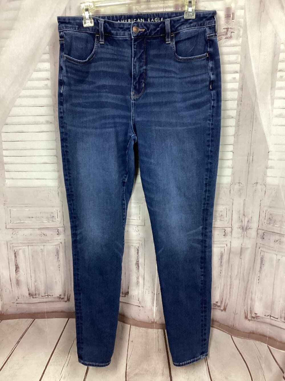 American Eagle Super High Rise Jegging Blue 14 Long